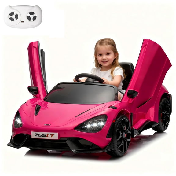 MUKIDY Electric Ride on Car for Kids, Licensed McLaren765LT 12V 7Ah Kids Ride-on Toy for Toddlers 3-6 with Remote, LED Lights, Bluetooth - Pink