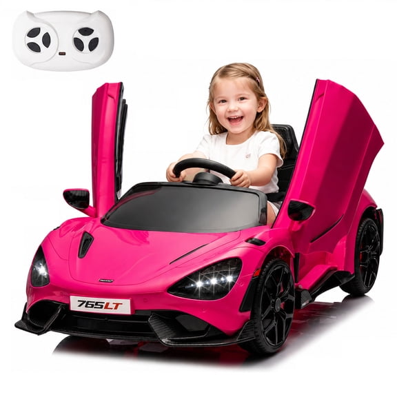 MUKIDY Electric Ride on Car for Kids, Licensed McLaren765LT 12V 7Ah Kids Ride-on Toy for Toddlers 3-6 with Remote, LED Lights, Bluetooth - Pink