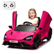 MUKIDY Electric Ride on Car for Kids, Licensed McLaren765LT 12V 7Ah Kids Ride-on Toy for Toddlers 3-6 with Remote, LED Lights, Bluetooth - Pink