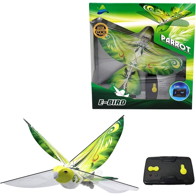MUKIKIM eBird Green Parrot Flying RC Bird Drone Toy for Kids. Indoor