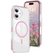 MUKO Clear for iPhone 17 Case,[Compatible with MagSafe][Military Grade Drop Protection] Cute Transparent TPU Anti-Yellowing Shockproof Magnetic Slim Phone Case for iPhone 17 6.3" Pink
