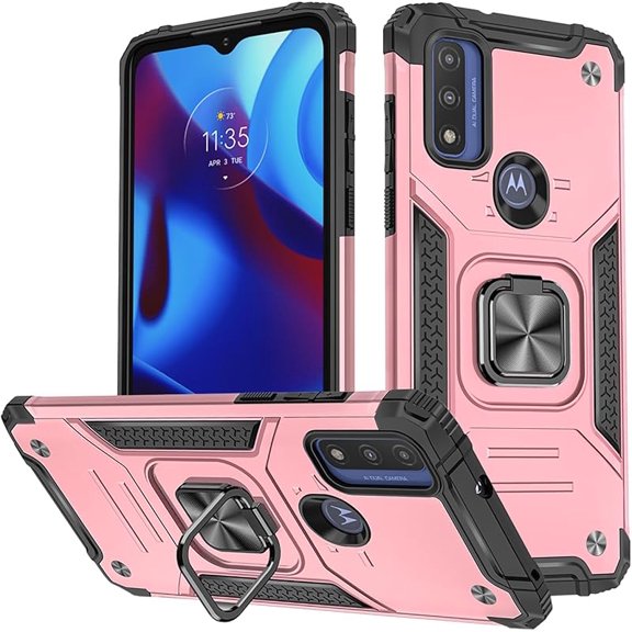 MUKO for Moto G Pure Case, Moto G Power 2022 Case, 360°Military Grade Rotatable Kickstand (Heavy Duty) Shockproof Protective Cases for Moto G Pure/Moto G Power 2022 Rose Gold