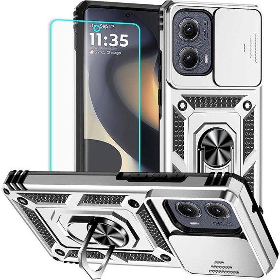 MUKO for Moto G Pure Case, Moto G Power 2022 Case, 360°Military Grade Rotatable Kickstand (Heavy Duty) Shockproof Protective Cases for Moto G Pure/Moto G Power 2022 Silver