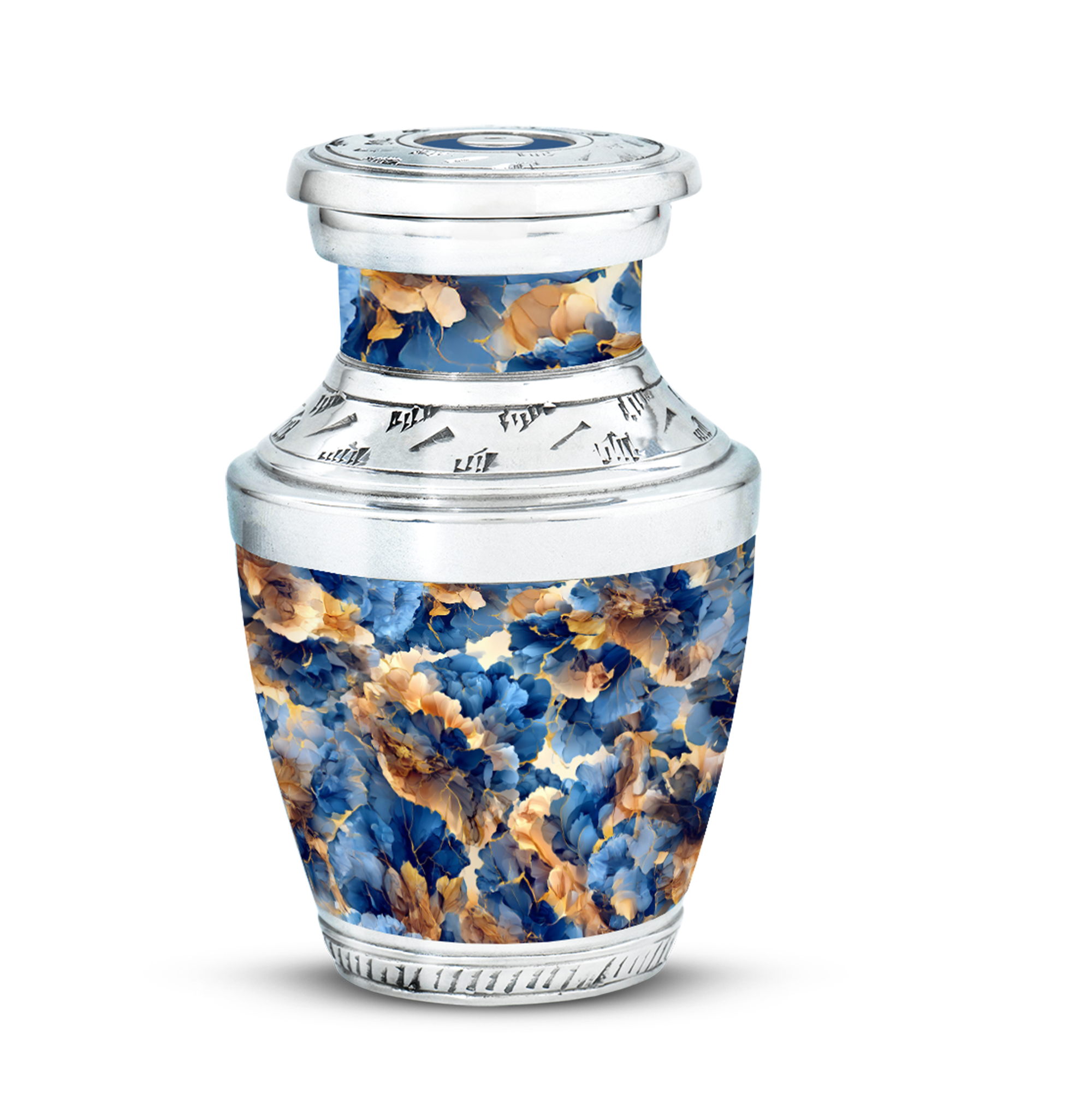MUKTIVE Abstract Cremation Memorial Urns for Human Ashes Adult Male & Female - Blue Keepsake Burial Funeral Urn for Ashes for Dad & Mom - Decorative Skamm Urn for Human - 3 Inch