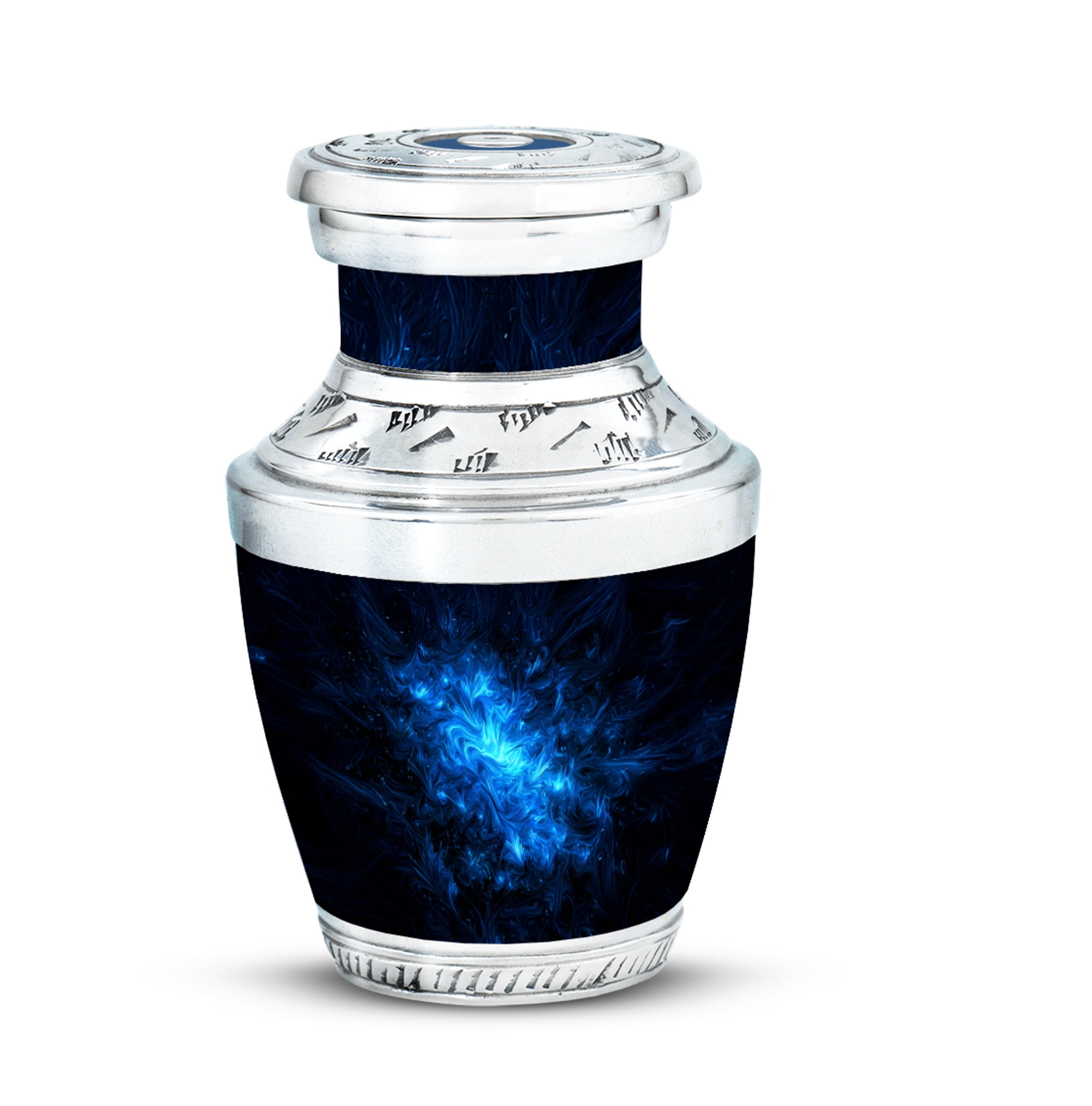 MUKTIVE Abstract Cremation Urns for Human Ashes Adult Female - Blue Keepsake Memorial Urns for Adult Male - Mini Decorative Funeral Urn - Burial Urn for Human Ashes - 3 inch