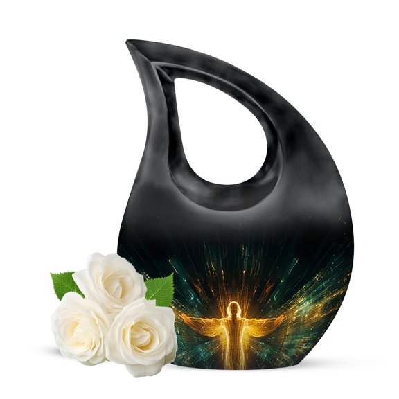 MUKTIVE Angle Urn for Ashes Adult Female and Male, Funeral Cremation Adult Urns for Human Ashes Women, (Cross Drop Large, 10 Inch)