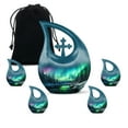 thumbnail image 1 of MUKTIVE Aurora Borealis River Memorial Urns for Human Adult Man, Combo Sets Funeral Urn for Human Ashes Adult Female, Cremation Ashes (1 Large 10 ", 4 Keepsake 3 "), 1 of 7