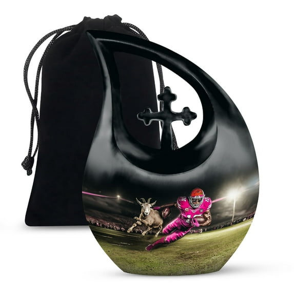 MUKTIVE Baseball Funeral Urns for Adult Human Ashes Men - Cross Drop Decorative Cremation Urn for Human Ashes - Burial Cremains Holder - Memorial Handcrafted Gifts (10 Inch)