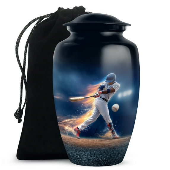 MUKTIVE Baseball Memorial Urns for Human Ashes 10 Inch, Blue Cremation Urns for Adult Ashes Women & Men, Large Urn for Remains, Funeral Gift Urn, Remembrance for Mom & Dad