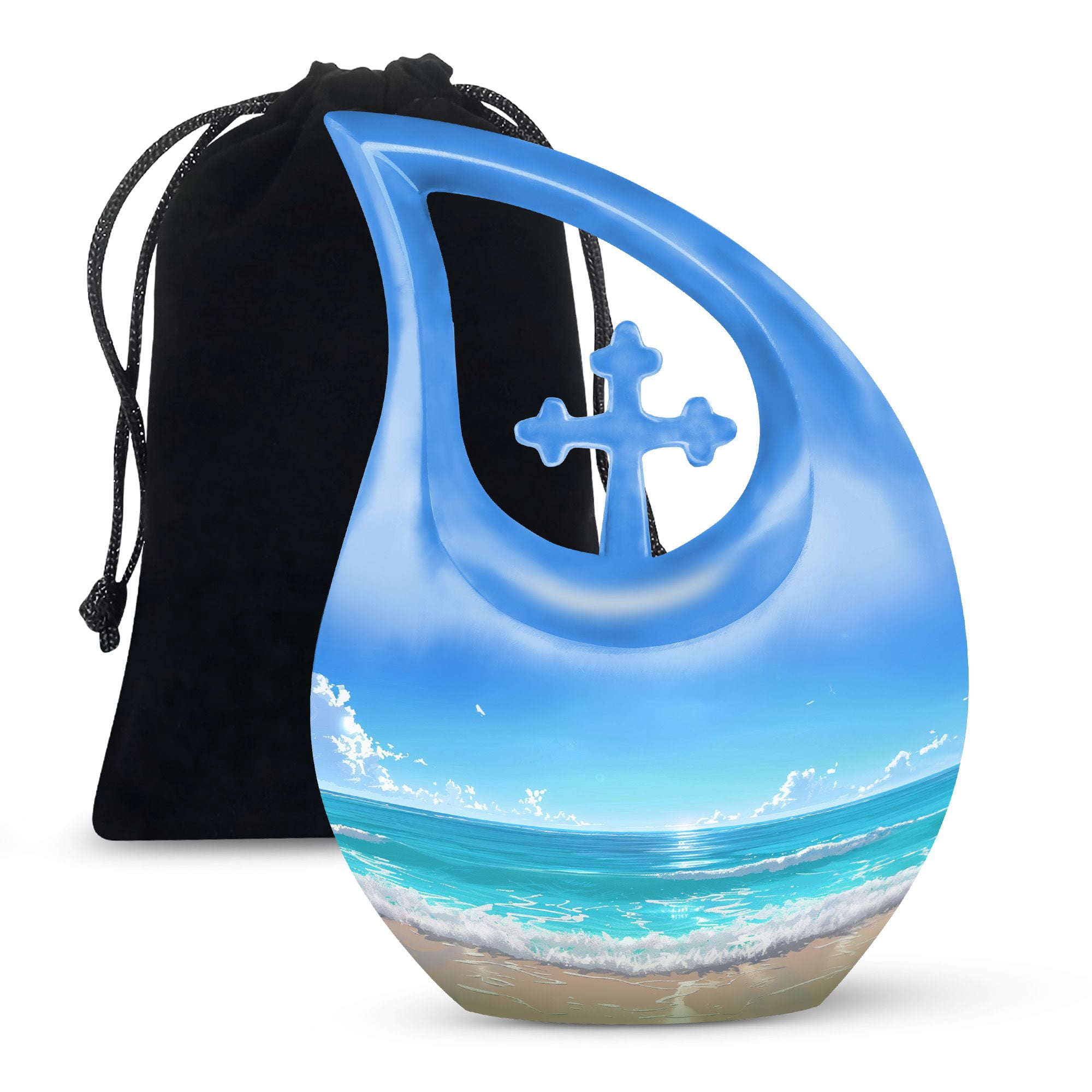 MUKTIVE Beach Memorial Urns for Adult Male - Cross Drop Funeral Urn for ...