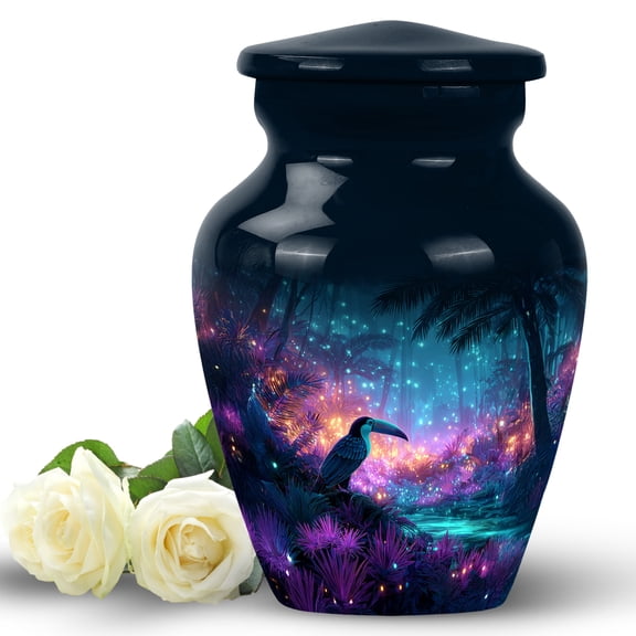 MUKTIVE Blue Hornbill Urns for Human Ashes Adult Man - Keepsake Urn for Human Ashes - Decorative Cremation Urns for Female & Male - 3 Inch Urn for Dad