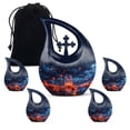 thumbnail image 1 of MUKTIVE Blue Sky Urns for Human Ashes Adult Man & Women, Stars Combo Sets Urns for Human Ashes Adult Female & Male (1 Large 10 ", 4 Keepsake 3 "), Ash Urn for Mother, Gifts for Loss of Mom, 1 of 7