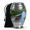 thumbnail image 1 of MUKTIVE Boat Large Urn For Ashes for Women Funeral, Memorial River Urns for Human Ashes, Memorial Green Ash Holder for Funeral, Decorative Cremation Urns for Male Remains, 10 Inch, 1 of 7