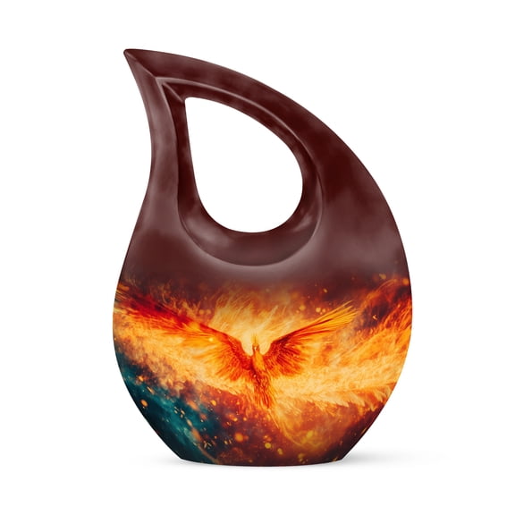 MUKTIVE Burning Phoenix Cremation Urns for Human Ashes Adult Mom and Dad, Funeral Urn for Adult Ashes, (Cross Drop Large, 10 Inch)