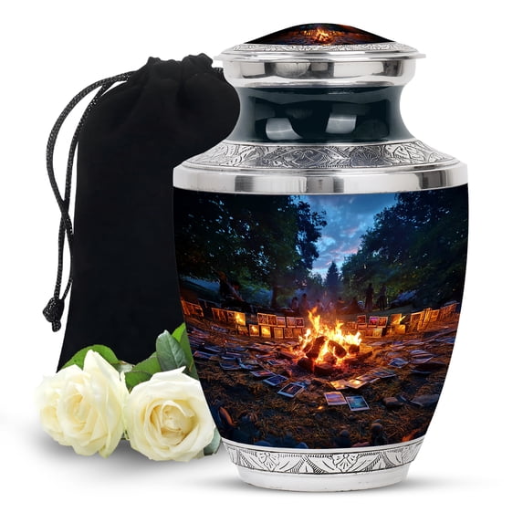 MUKTIVE Campfire Urn for Cremation - Urns for Human Ashes Adult Woman - Memorial Ashes Urn for Adults Men - 10 Inch Large Urns for Grandpa