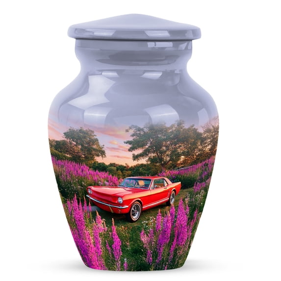 MUKTIVE Car Keepsake Cremation Urn for Ashes for Women, Mini Grey Burial Urns for Ashes Adult Male, Purple Lavender Flower Memorial Urn for Adult Mom, Funeral Ash Urns for Mom & Dad, 3 Inch