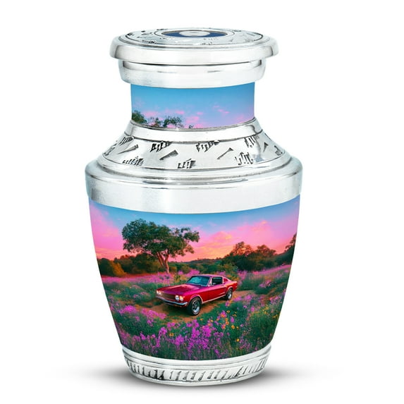 MUKTIVE Car Urn for Human Ashes Adult Female, Keepsake Blue Funeral Ashes for Men & Women, Purple Lavender Flower Mini Urns for Burial, Human Memorial Urn for Mom & Dad Cremation, 3 Inch