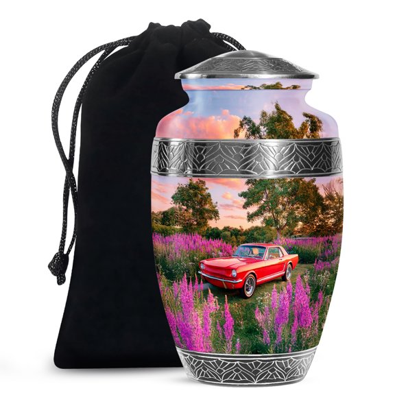 MUKTIVE Car Urn for Adult Ashes Women & Men, Grey Funeral Urn for Adult Human Ashes Dad & Mom, Decoration Large Urns for Parents, 10 Inch
