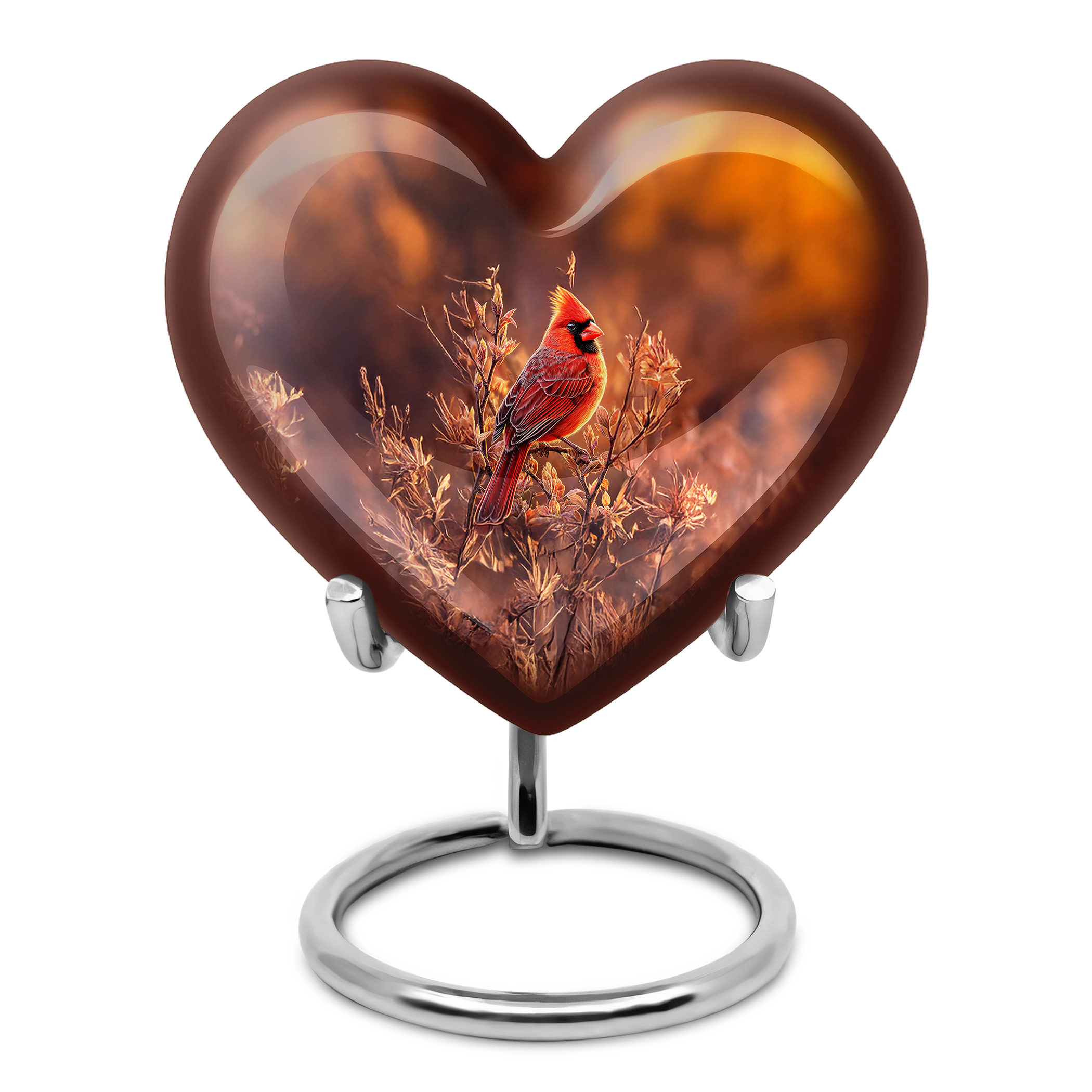 MUKTIVE Cardinal Bird Urns for Human Ashes Adult for Burial - Keepsake Heart Cremation Urn for Funeral, Memorial - Brown Adult Urns for Human Ashes - Bird 3 Inch Cremains for Women & Men