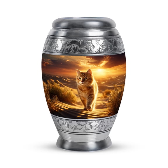 MUKTIVE Cat Keepsake Cremation Urns for Adult Human Ashes, Small Handcrafted Funeral Memorial Urn, Home Décor Mini Brown Remains Holder, Handcrafted Memorial Gifts for Loss (3 Inch)