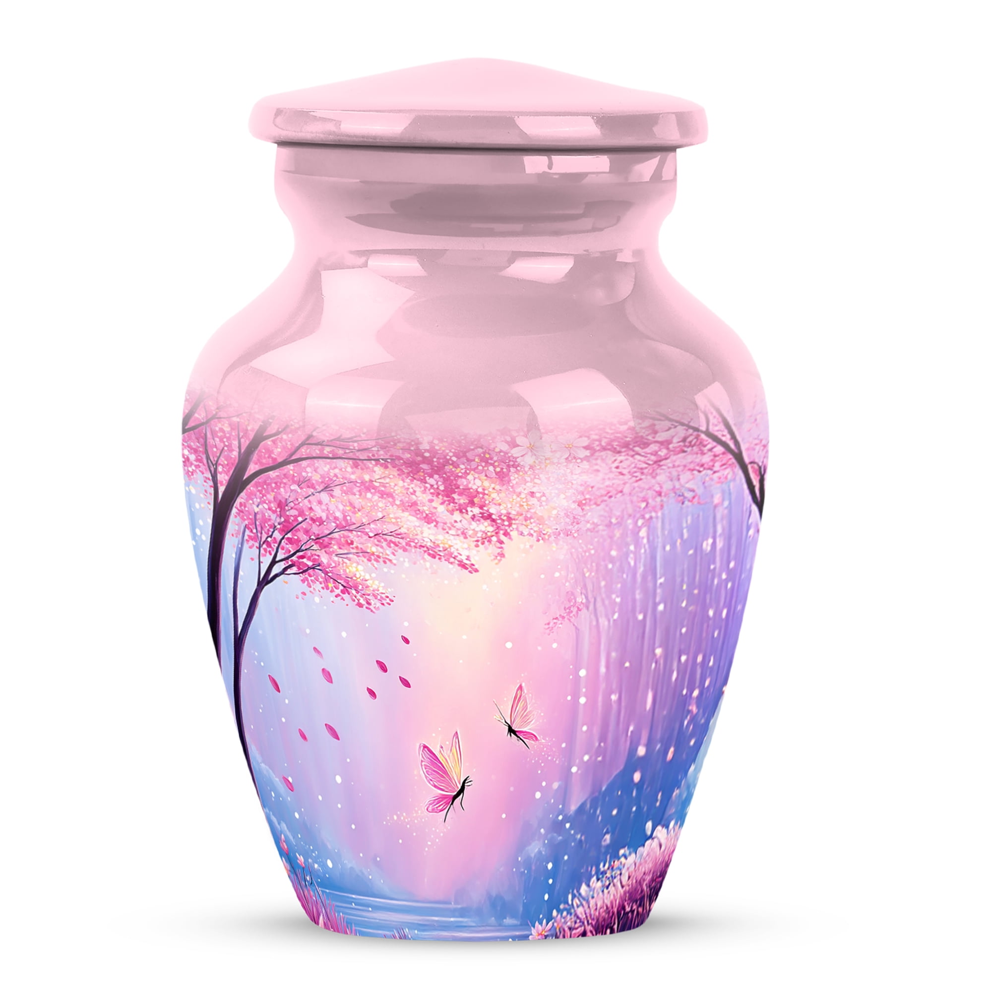 MUKTIVE Cherry Blossom Burial Urns for Ashes Adult Man, Memorial Peach Urn for Ashes for Mom, Decorative Cremation Urn, Funeral Urns for Adult, Keepsake Portable Ash Holder, 3 Inch