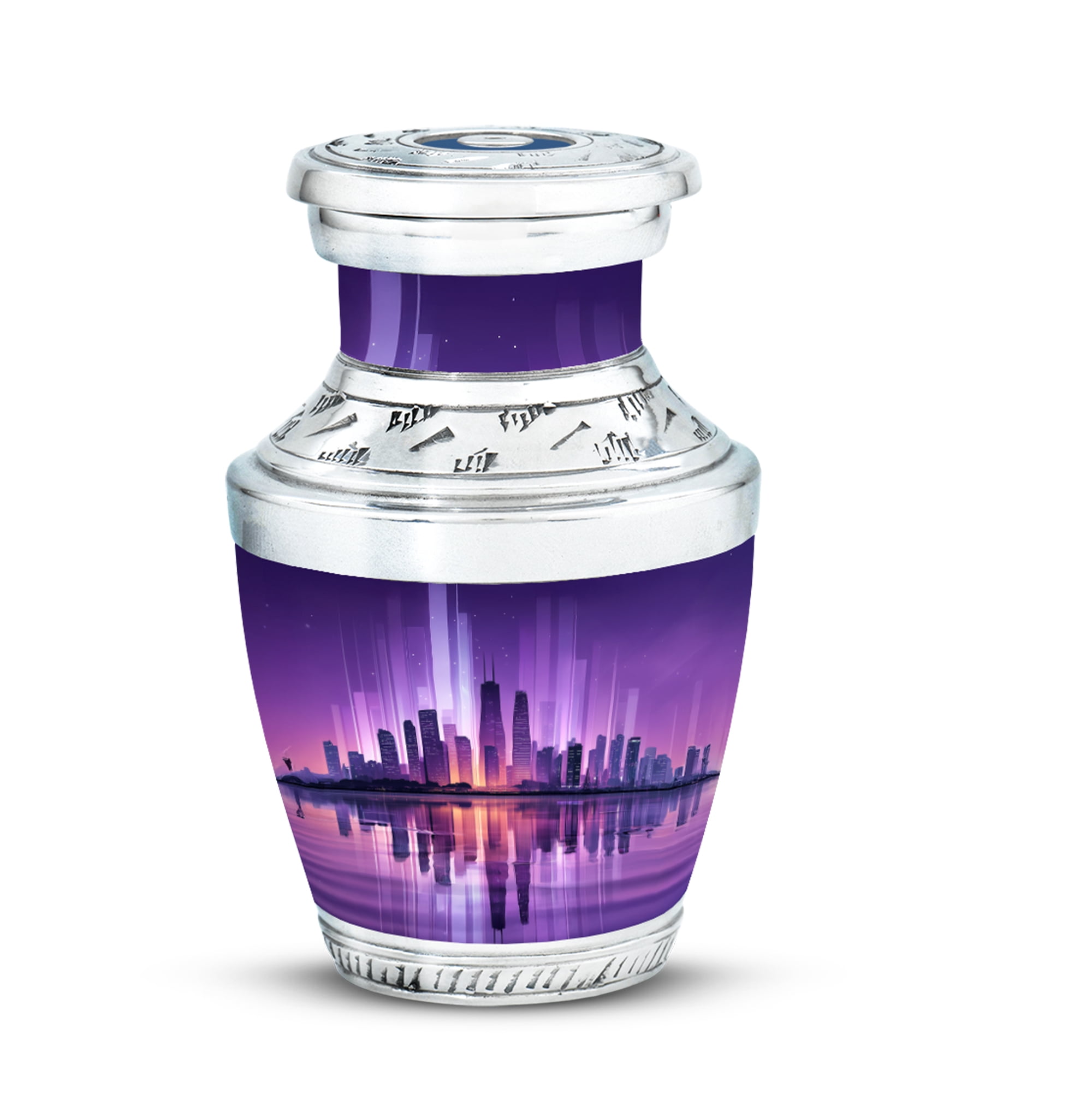 MUKTIVE City Small Urn for Human Ashes Adult Male - Memorial Keepsake Decorative Urns for Female Ashes - Burial Mini Urn for Adult Funeral - 3 Inch