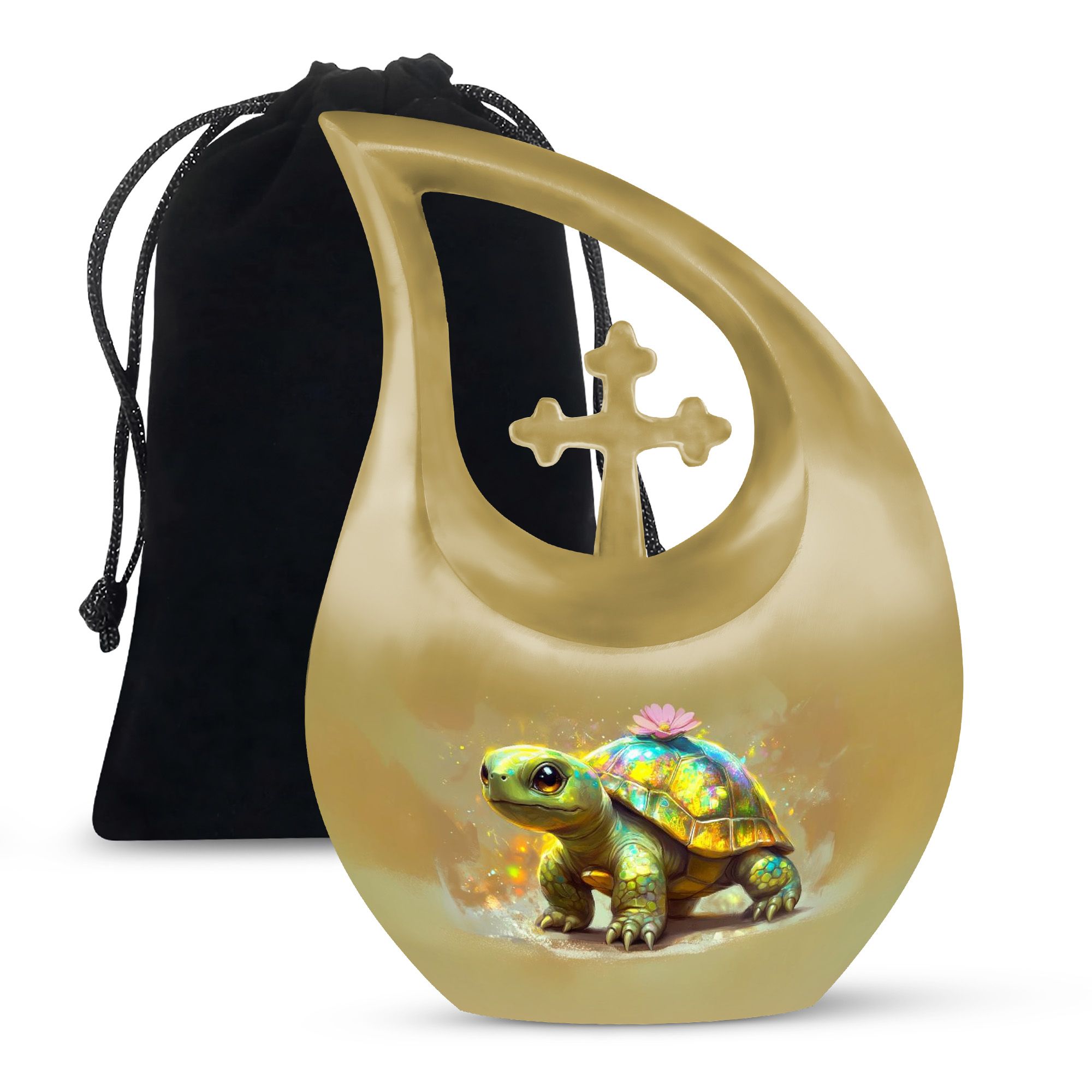 MUKTIVE Colorful Baby Tortoise Large Cremation Urns for Human Ashes Adult Male and Female, Memorial Urn for Adult Ashes, (Large Drop, 10 Inch)