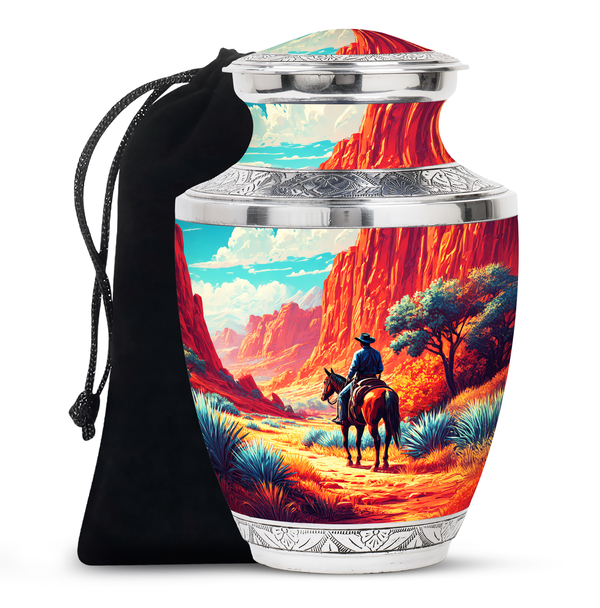 MUKTIVE Cowboys Large Cremation Urns for Human Ashes Adult Man - Desert ...