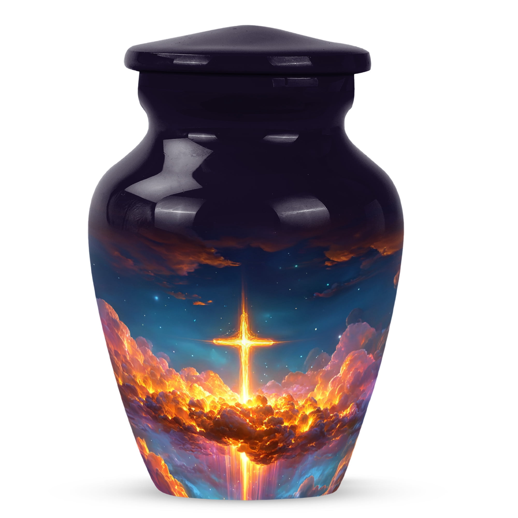 MUKTIVE Cross Mini Burial Urn for Ashes for Women, Small Blue Cremation Urns for Human Ashes Adult Man, Keepsake Memorial Urns for Adult Male, Funeral Urn for Mom and Dad, 3 Inch