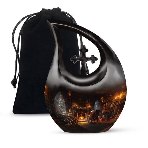MUKTIVE Dad & Son Funeral Cremation Urns for Human Ashes - Cross Drop Large Funeral Burial Urn for Adults for Mom - Ash Cremains Containers - Home Décor Cremains Holder, 10 Inches