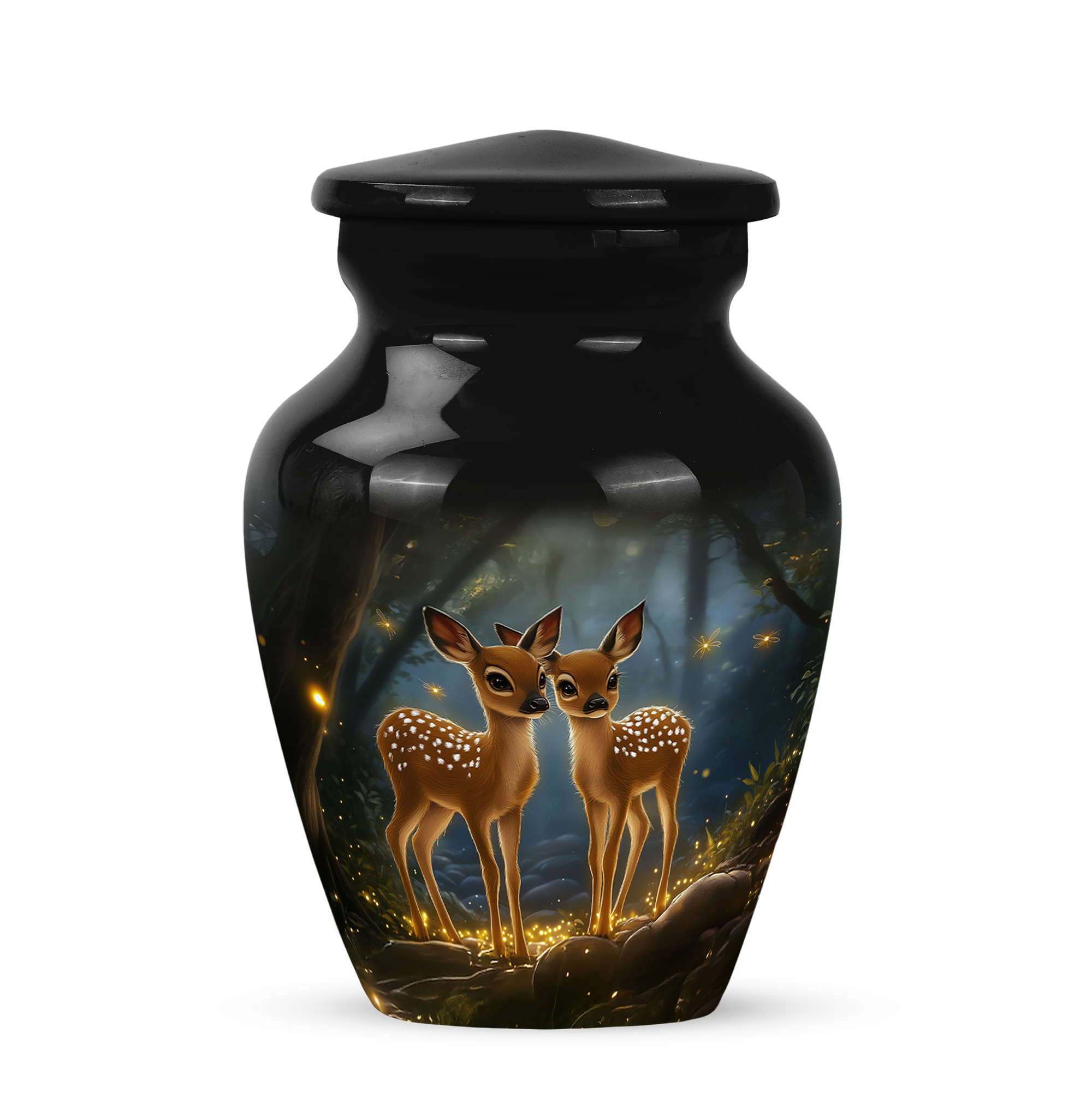 MUKTIVE Deer Cremation Urns for Adult Ashes Women - Black Keepsake Funeral Urns for Human Ashes Adult Man - Mini Decorative Cremation Urn for Mom & Dad - Burial Urn - 3 Inch