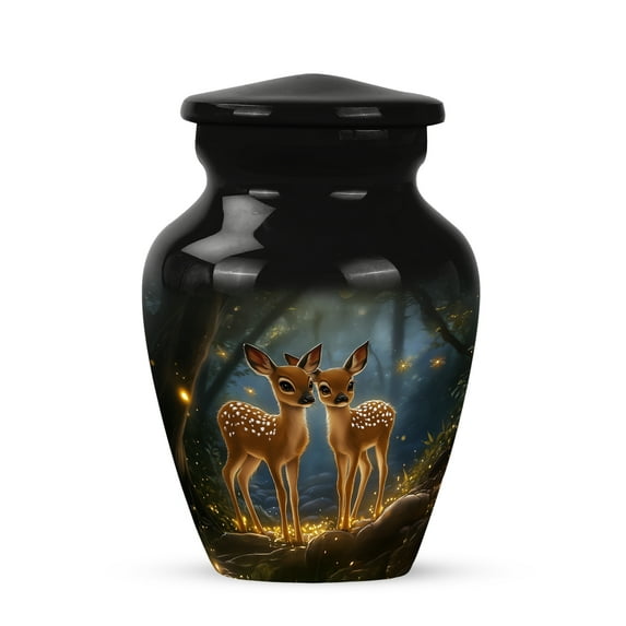 MUKTIVE Deer Cremation Urns for Adult Ashes Women - Black Keepsake Funeral Urns for Human Ashes Adult Man - Mini Decorative Cremation Urn for Mom & Dad - Burial Urn - 3 Inch
