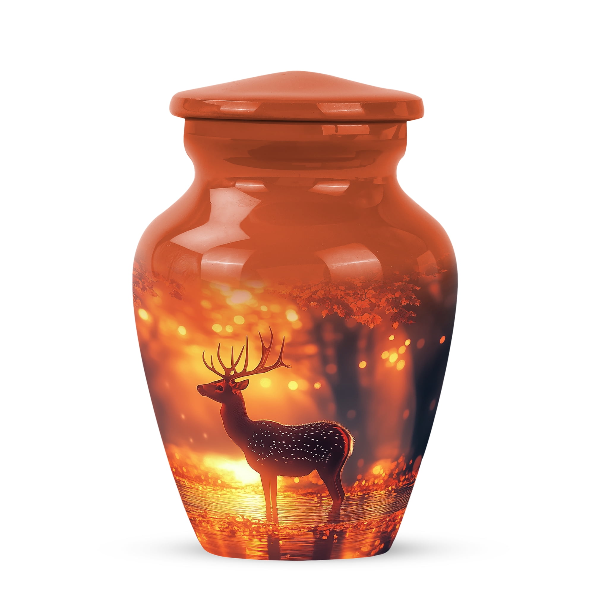 MUKTIVE Deer Funeral Urns for Adult Ashes Men - Keepsake Adult Urns for Human Ashes Men & Women - Memorial Brown Portable Urn - Cremation Urn for Mom & Dad - 3 Inch