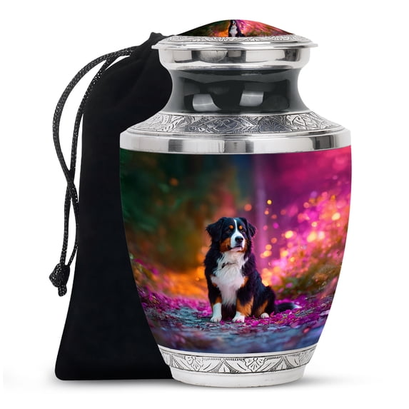 MUKTIVE Dog Adults Urn for Human Ashes Men - Funeral Urns for Adult Ashes Women - Pink Decorative Urn for Burial - 10 Inch Large Urns for Memorial Adults