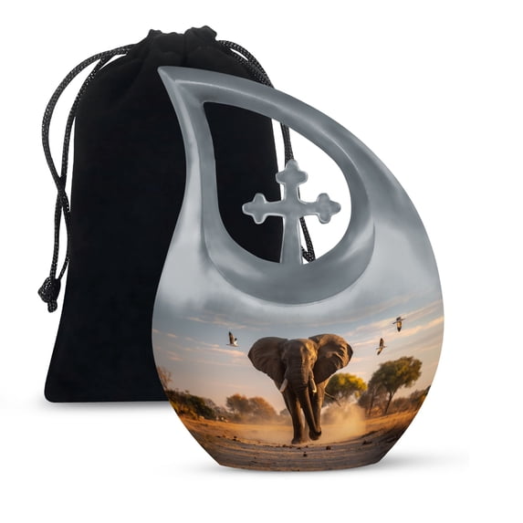 MUKTIVE Elephant Large Funeral urns for Ashes Adult Man - Memorial urn for Ashes Adult Dad - Decorative Cremation Ashes 10 inch