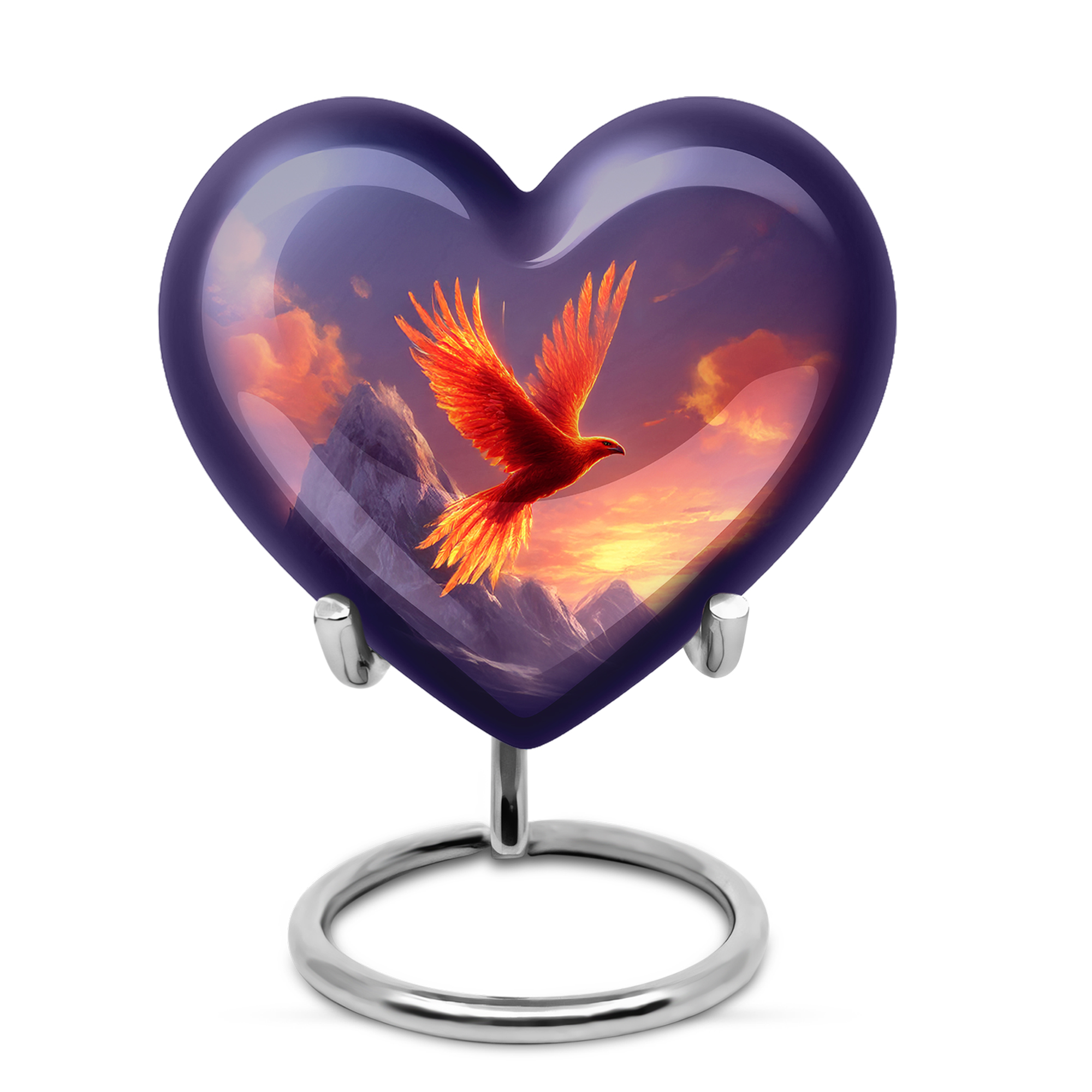 MUKTIVE Fiery Phoenix Urns for Human Ashes for Cremains, Mountain Urns for Human Ashes Adult Male & Female 3 Inch, Blue Heart Urn for Adult Male, Funeral Small Keepsake Urn for Mom & Dad, 3 Inch