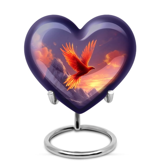 MUKTIVE Fiery Phoenix Urns for Human Ashes for Cremains, Mountain Urns for Human Ashes Adult Male & Female 3 Inch, Blue Heart Urn for Adult Male, Funeral Small Keepsake Urn for Mom & Dad, 3 Inch