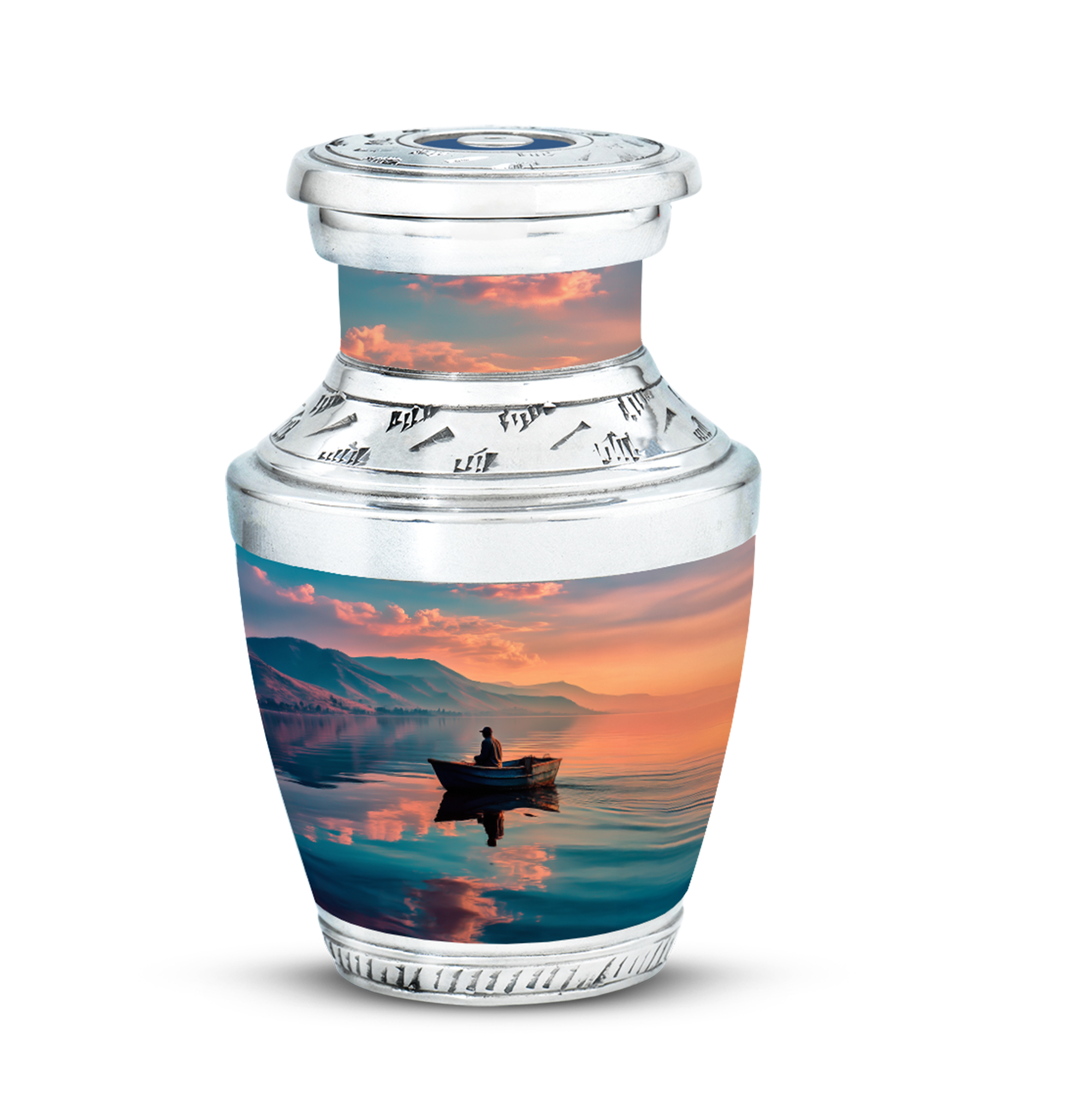 MUKTIVE Fishing Alone Cremation Urns for Human Ashes Adult Female Keepsake - River, Mountains Small Burial Urn for Adult Human Ashes - Handcrafted Cremains Containers - Remembrance Gift (3 Inch)