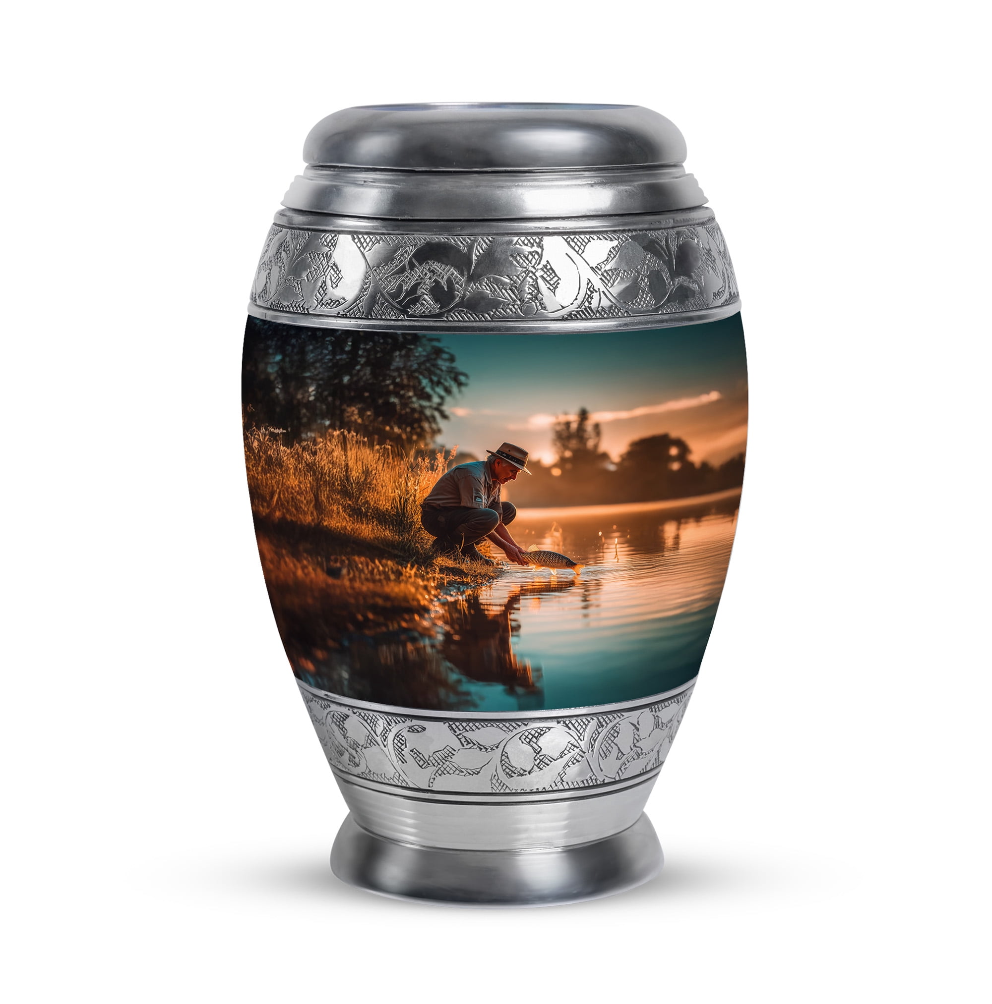 MUKTIVE Fishing Cremation Keepsake Urns for Adult Male Female Ashes - Fisherman Burial Urn for Human Ashes for Female Small - Cremation Remains Containers - Sympathy Gifts for Loss (3 Inch)