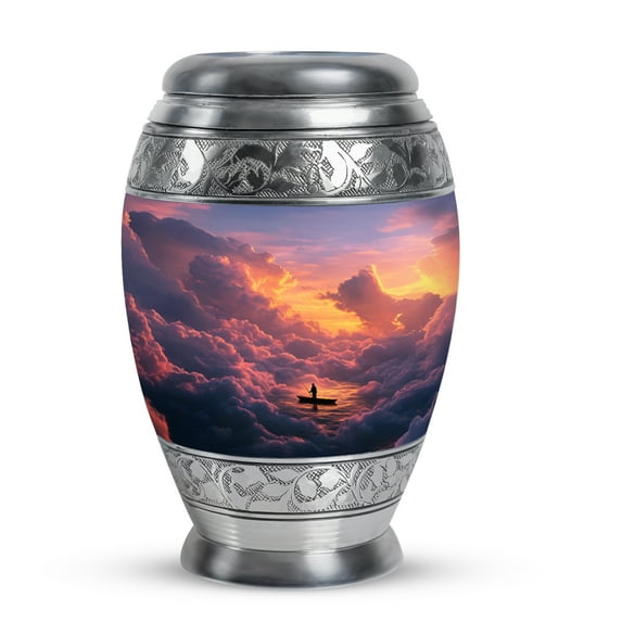 MUKTIVE Fishing Keepsake Urns for Adult Ashes Men, Nature Purple Burial Urn for Adult Human Ashes Men, Cloud Funerary Remain Holders, Creamtion Remembrance Gift for Loss for Dad (3 Inch)