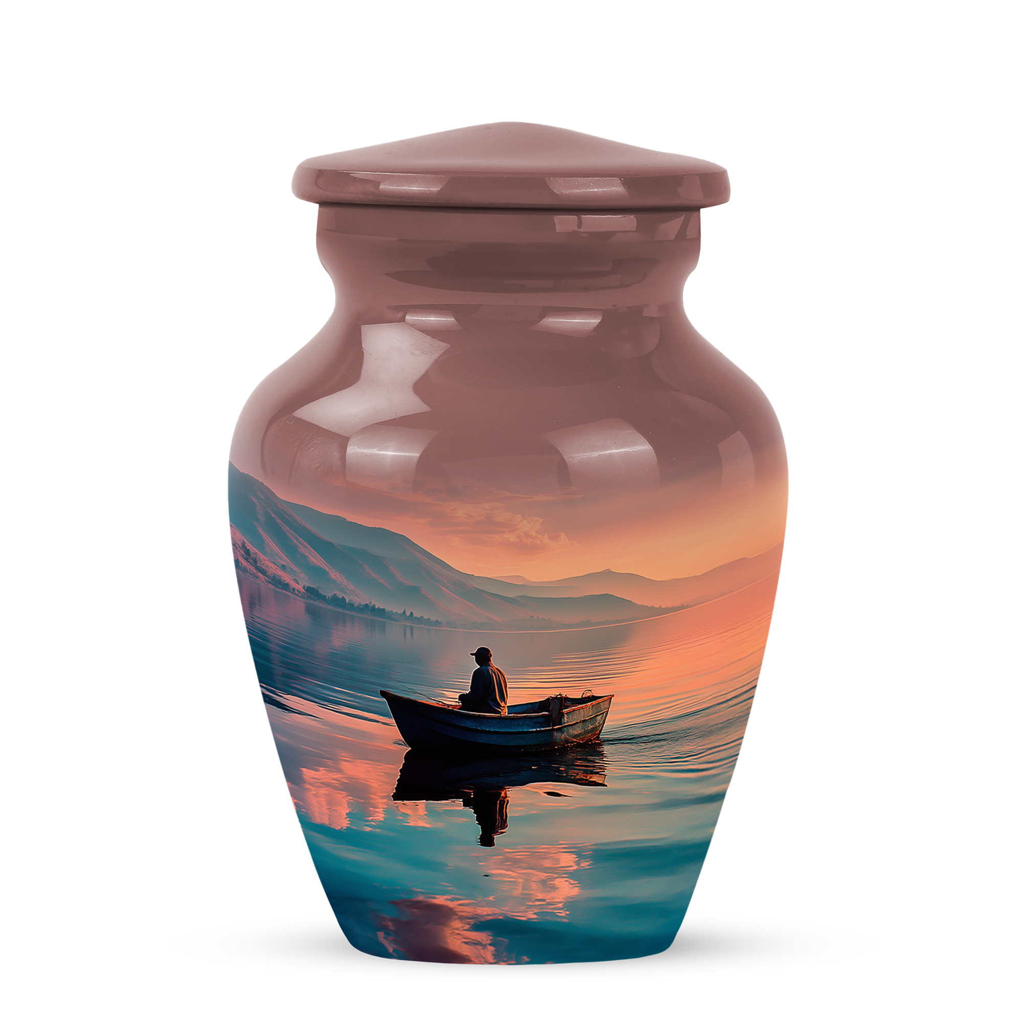 MUKTIVE Fishing Small Decorative Urns for Male & Female for Funeral - Keepsake Human Ashes Cremation Urn - Memorial Fisherman Urn for Dad & Mom - 3 Inch