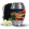 thumbnail image 1 of MUKTIVE Flamingo Adult Cremation Urns for Memorial Remains - Funeral Urns for Adult Ashes Men - Decorative Urn for Mother Ashes - 10 Inch Blue Urn for Cremated Father, 1 of 7