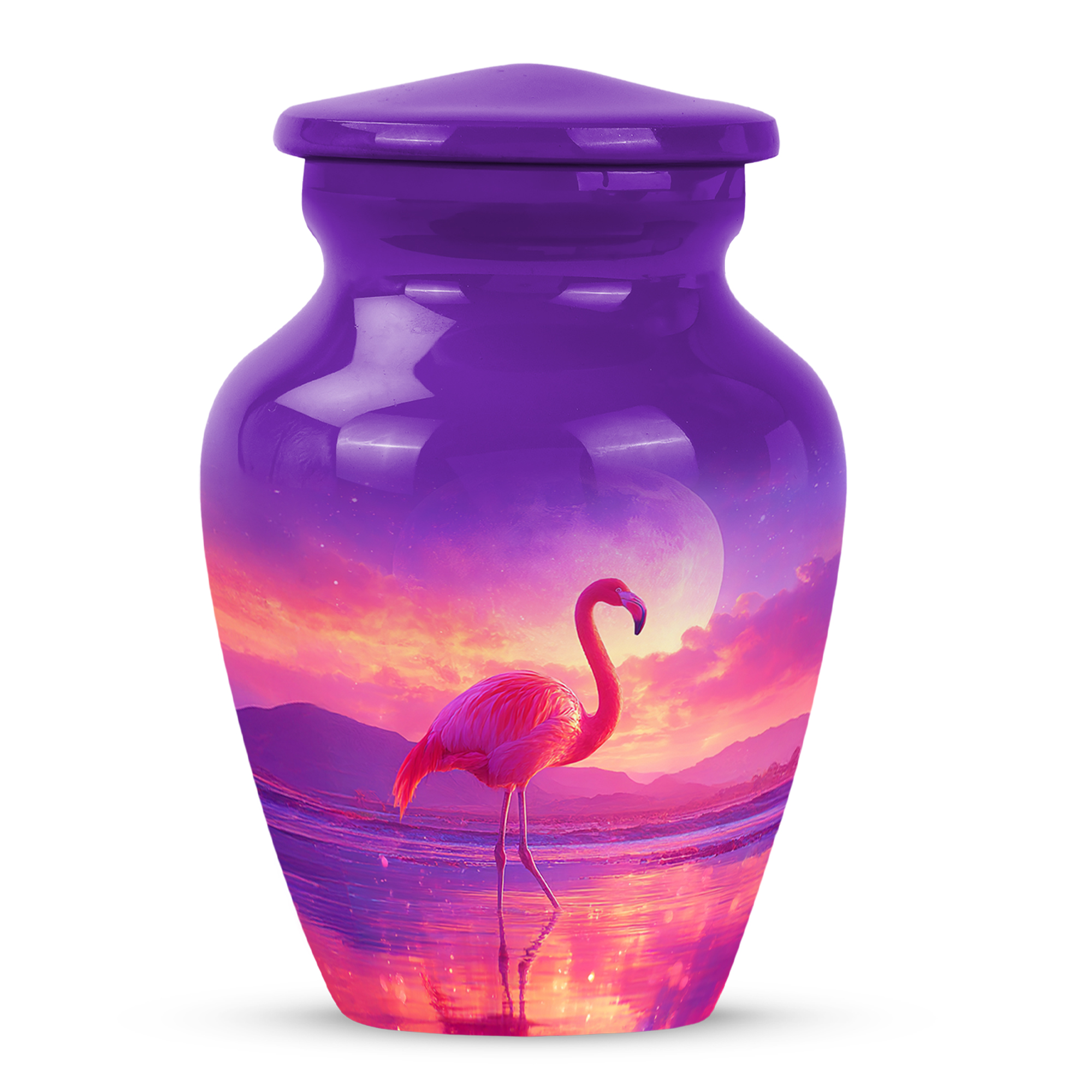 MUKTIVE Flamingo Decorative Urns for Human Ashes Adult Male and Male, Funeral Moon Burial Urns for Human Ashes Adult Cremation, Holds 3 Cubic, Remembrance for Dad, 3 Inch