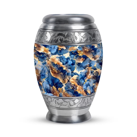 MUKTIVE Flower Memorial Urns for Human Ashes Adult Female - Keepsake Funeral Urns for Adult Male - Couple Cremation Urn - Blue Mini Urn for Human Ashes Men & Women - 3 Inch