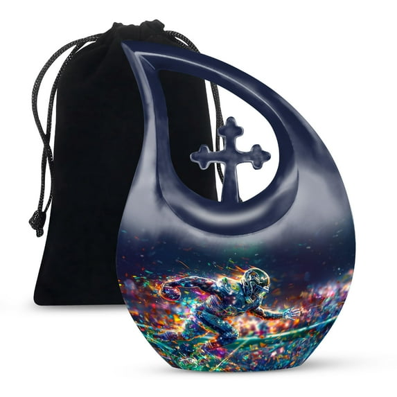 MUKTIVE Football Large Burial Urn for Ashes for Women - Cremation Urns for Human Ashes Adult Female & Male - Memorial Funeral Urns for Men - Decorative Urn - 10 Inch