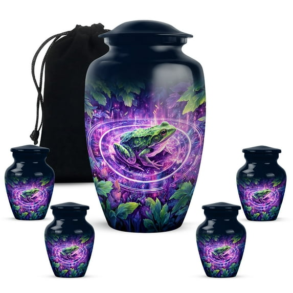 MUKTIVE Frog Cremation Urns for Adult Ashes Women, Blue Funeral Urn for Ashes for Men, Decorative Memorial Urns for Friends, 10 & 3 Inch