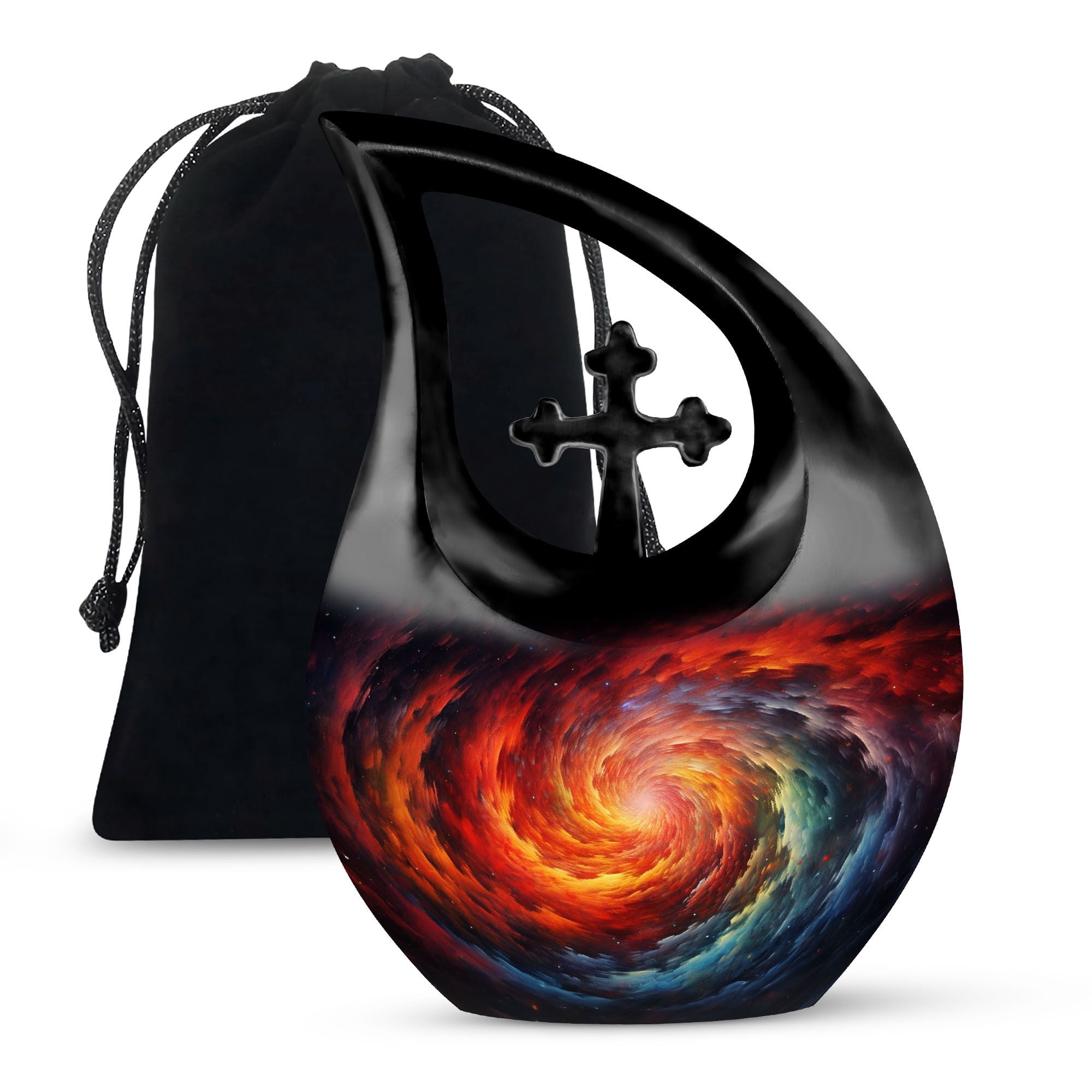 MUKTIVE Galaxy Cremation Urns for Adult Ashes - 10 Tear Drop Galaxy Urn - Large Memorial Urn for Human Ashes - Velvet Bag Included