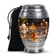 thumbnail image 1 of MUKTIVE Gramophone Memorial Adult Urns for Human Ashes Women, Brown Cremation Burial Urns for Ashes Adult Female, Funeral Large Decorative Urn, Cremains Ash Holder With Velvet Bag, 10 inch, 1 of 7