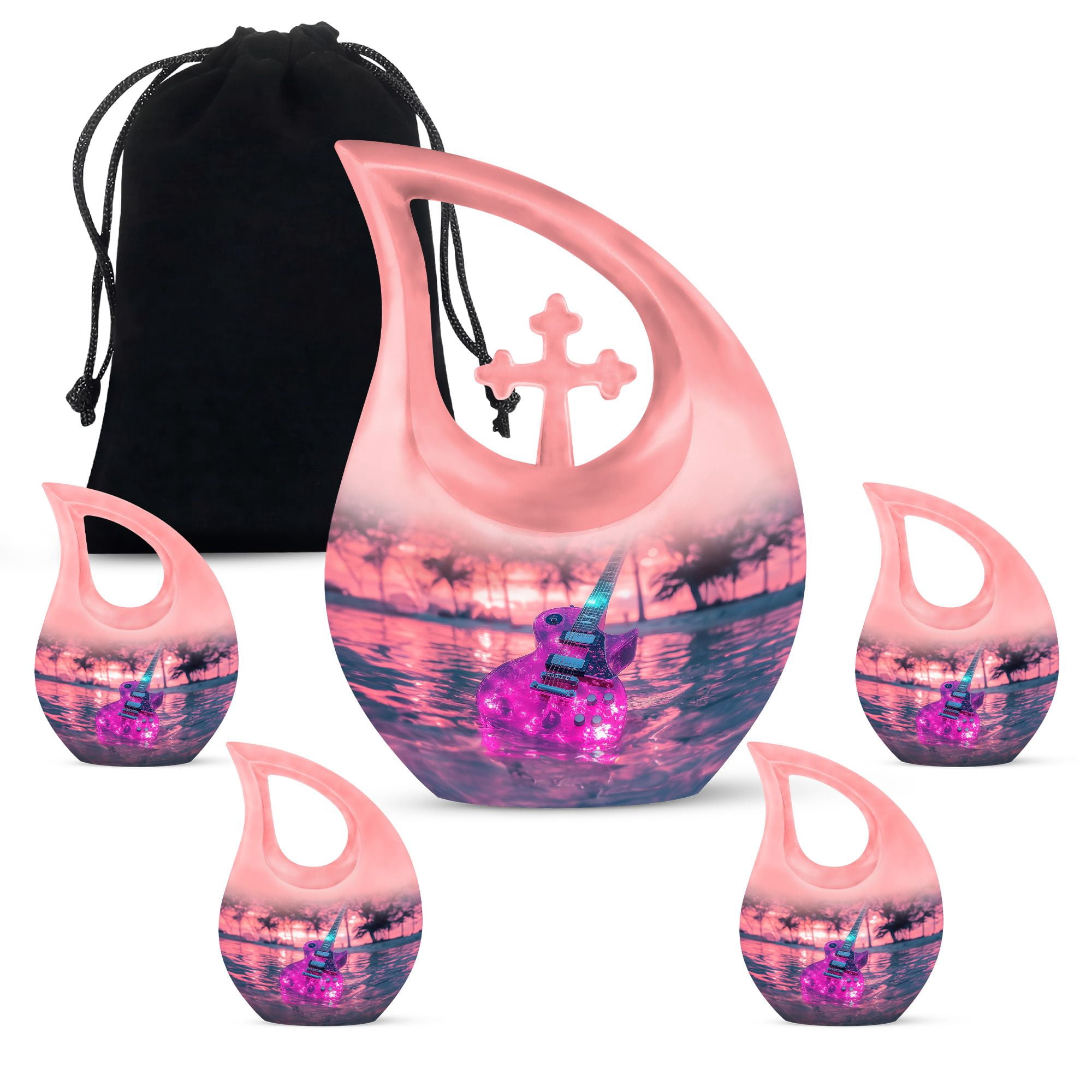 MUKTIVE Guitar Cremation Urn, Tear Drop Design, Combo Sets of 5 ...