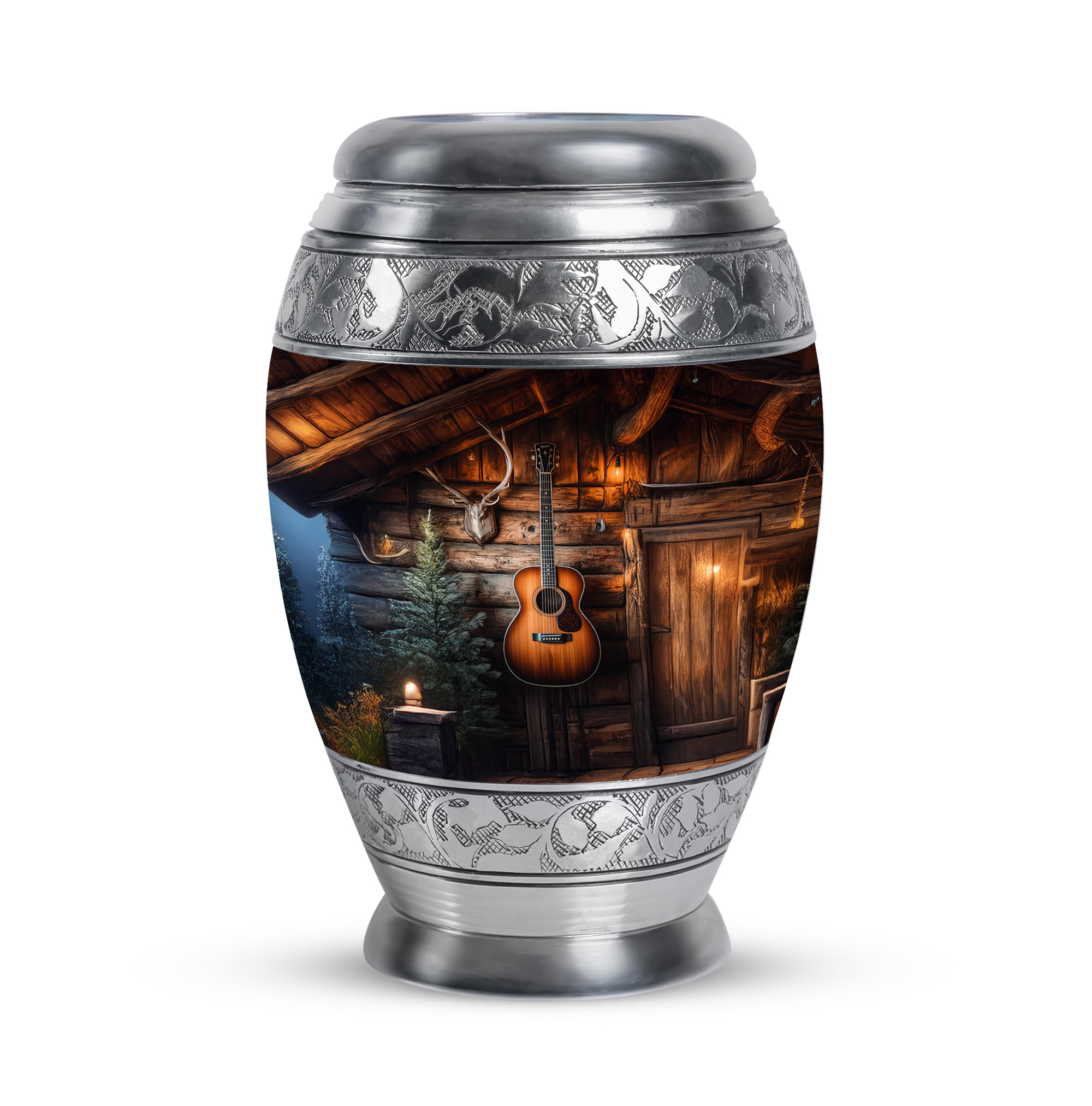 MUKTIVE Guitar Cremation Urns for Human Ashes Adult Male Keepsake - Brown Funeral Urns for Adult Ashes Small Men - Decorative Cremated Remains Containers Holder - Remembrance Gifts for Loss (3 Inch)
